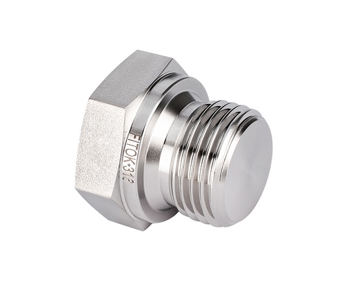[SS-PP-RS4] 316 SS Pipe Fitting, 1/4" Male ISO Parallel Thread Plug, Hex Head Type