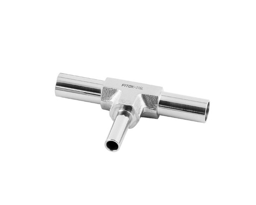 [6L-WT2-TB4] 316L RVS lange-arm stomplasfitting, T-stuk met koppeling, 1/4"" buis, stomplas