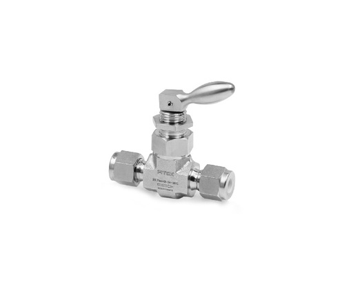 [NTSS-ML12-8] Needle Valve, Body: 316SS, MWP: 200psig, O-ring: FKM, Stem Tip: PTFE, Conn.: 12mm x 12mm Tube OD, 2-Ferrule, Orifice:6.4mm, Cv:0.7, Toggle Type